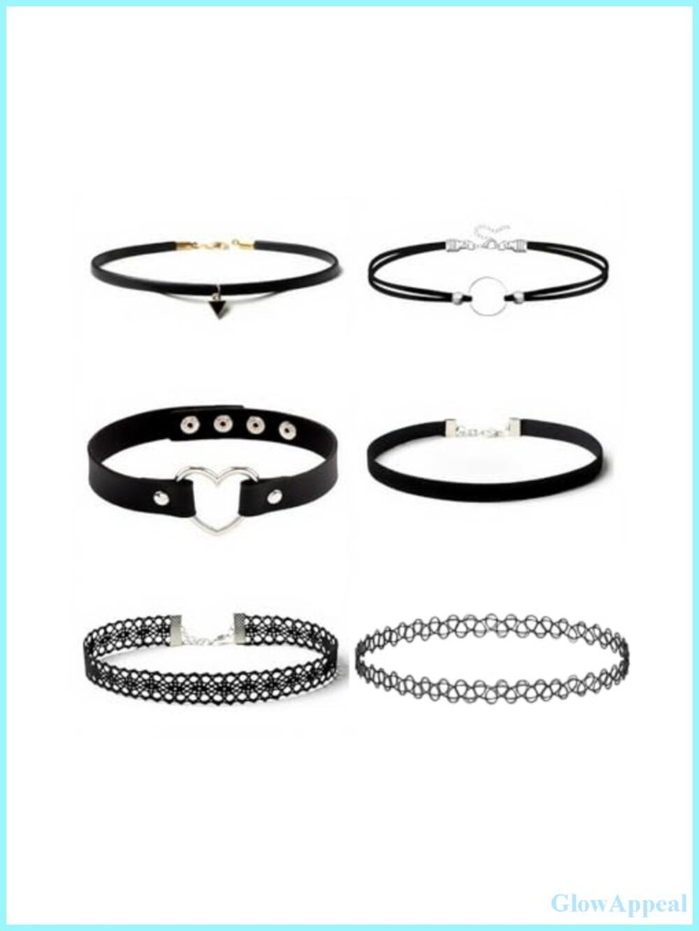 6pc Black Lace Choker Necklace Set Gothic Punk Jewelry Adjustable